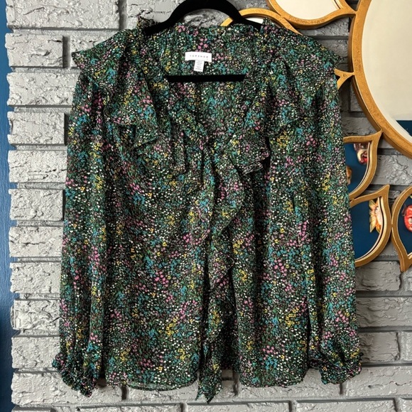 Topshop Floral Ruffled Blouse - Picture 3 of 13